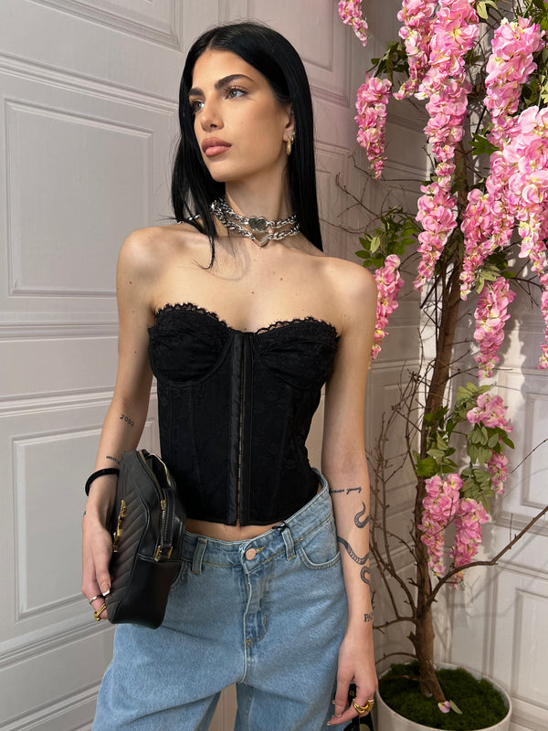 Bustino in pizzo Burlesque Nero