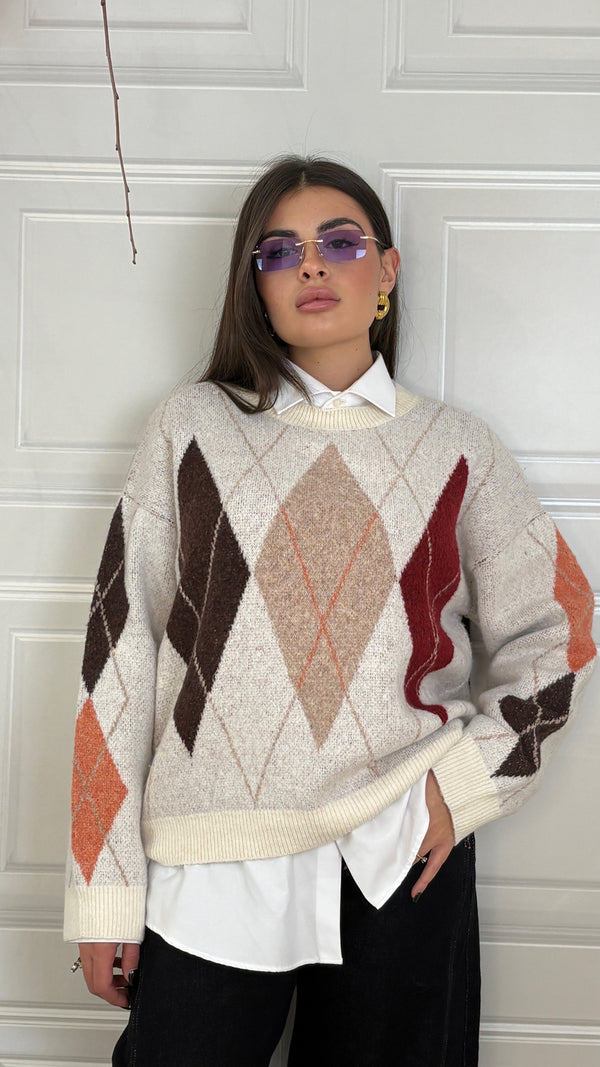 Maglione Rombi chic beige