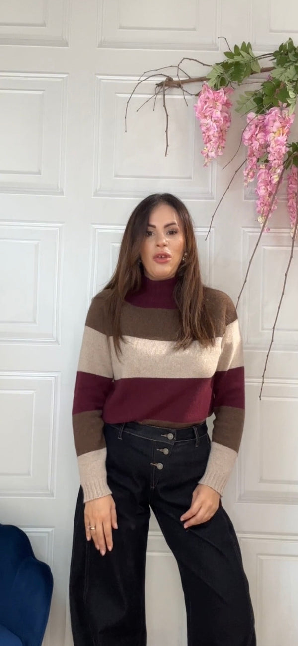 Maglia a fasce Bordeaux