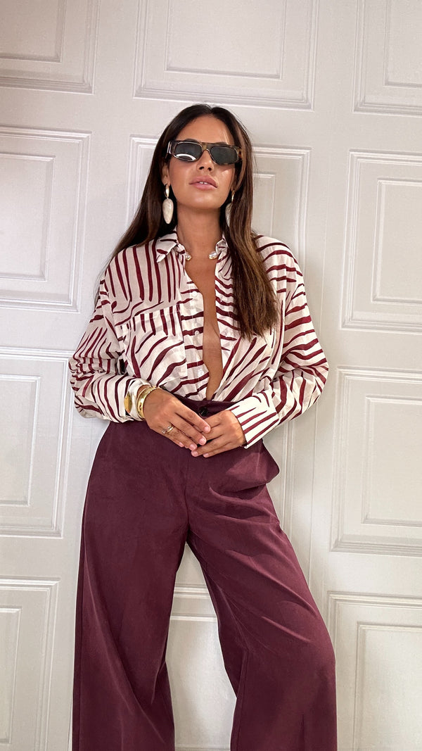 Camicia Claire panna e Bordeaux
