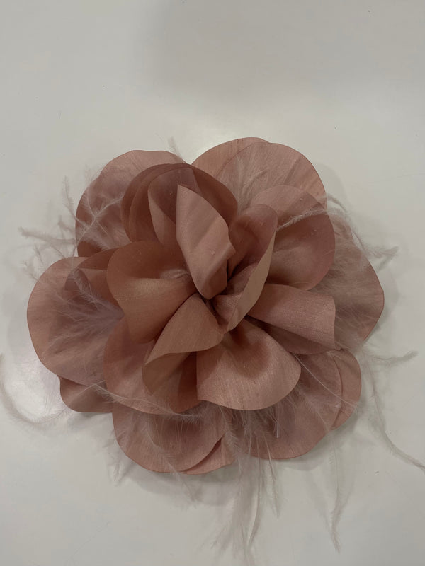Fiore spilla mini piume Rosa
