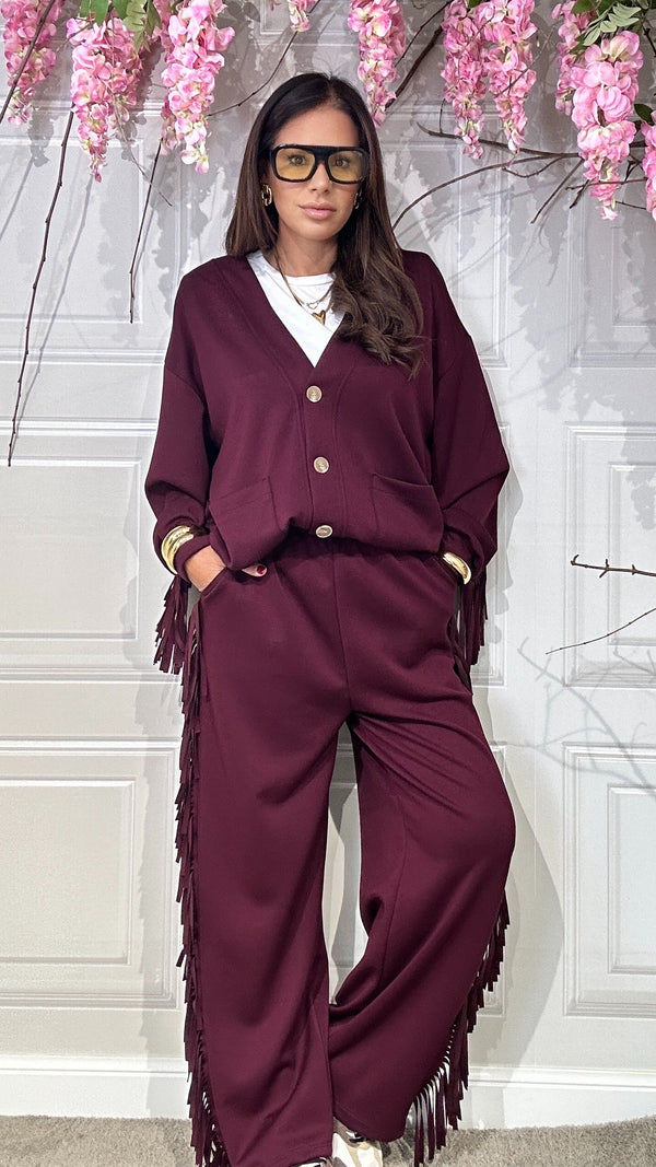 Coordinato frange bordeaux