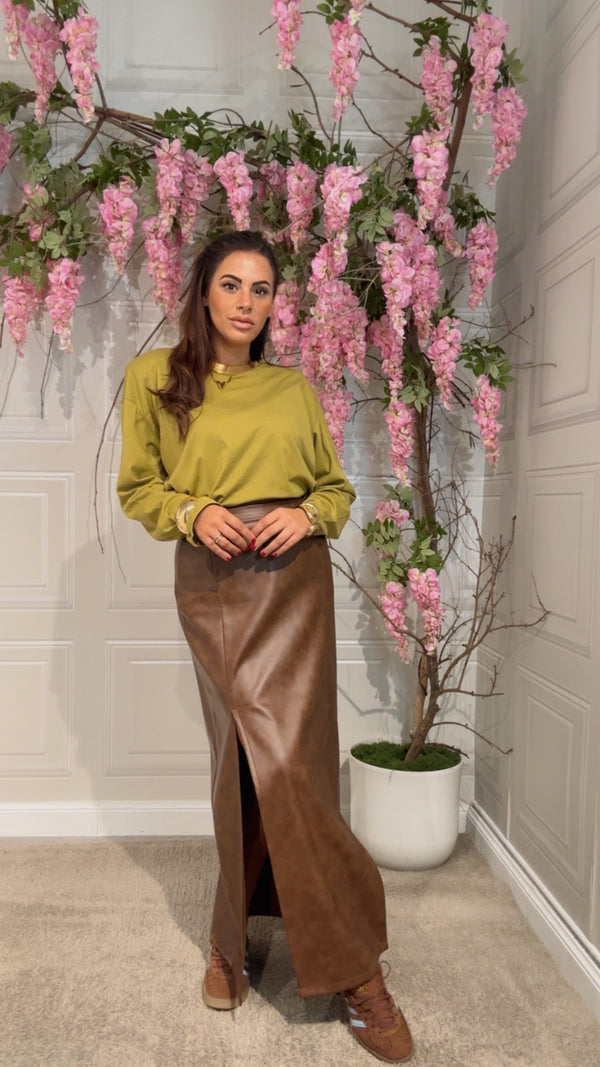 Shirt  basic Over con spallina verde oliva