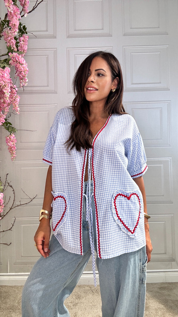 Camicia cuore celeste