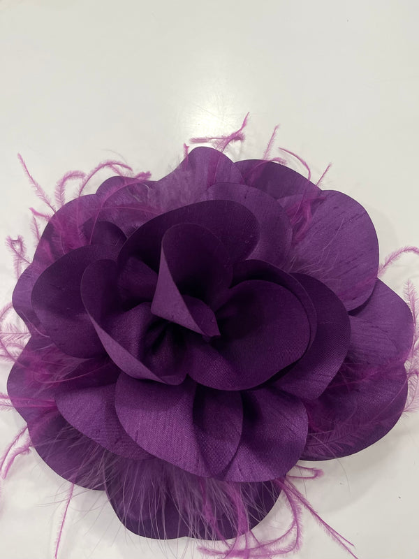 Fiore spilla mini piume Viola