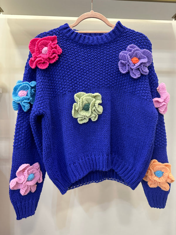 Maglia Flower blu elettrico