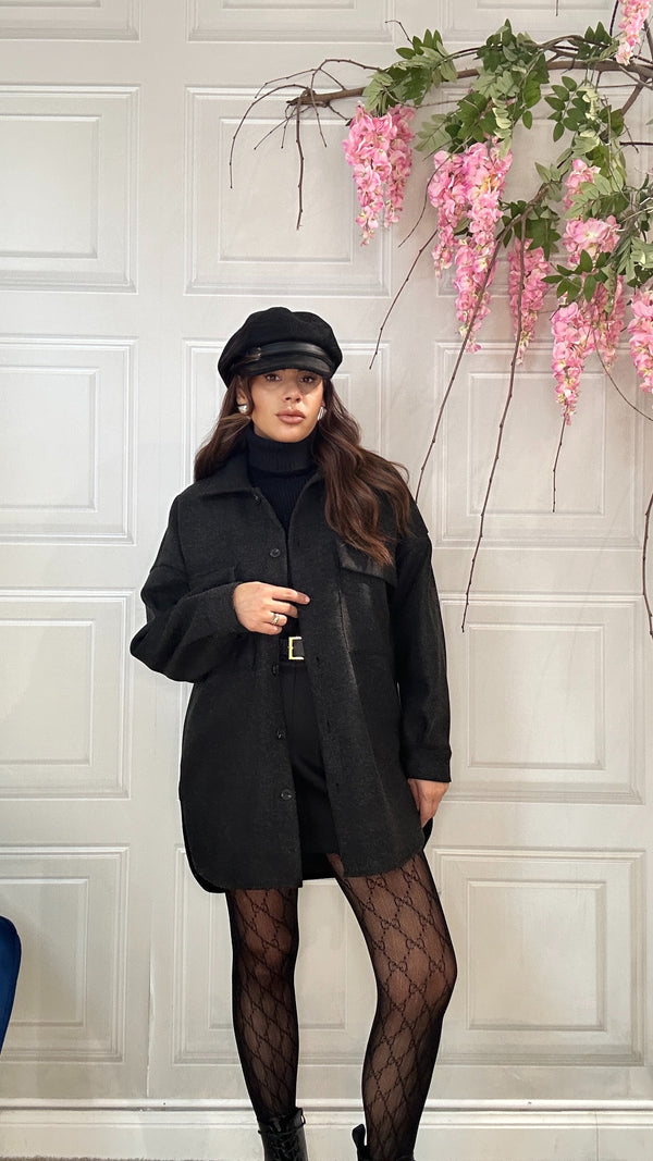 Maxi camicia in pile Grigio scuro