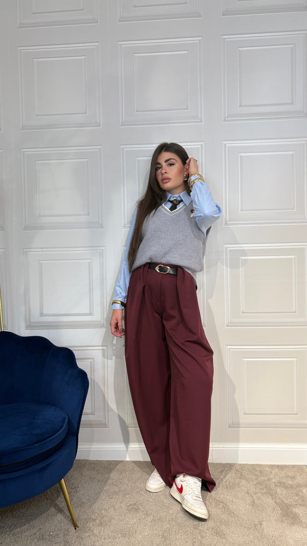 Pantaloni Teddy Bordeaux