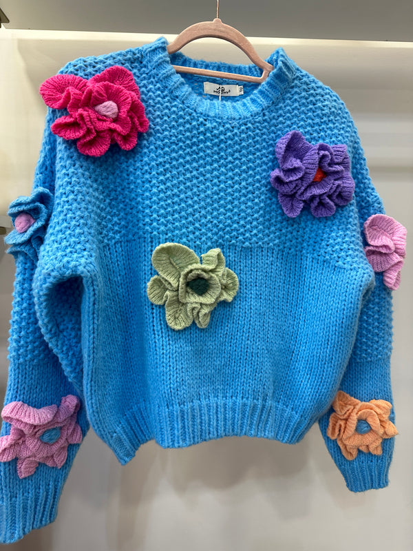 Maglia Flower turchese