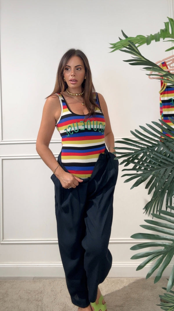 Maglia body Rainbow nero e blu